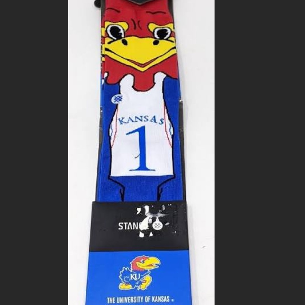 Stance Socks Kansas Jayhawks NCAA Big Jay Socks Large 9-12 Basketball NWT